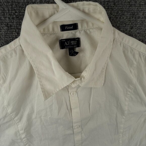 Armani Jeans 2XL Fitted White Button Up Shirt Long Sleeve Cotton Blend Stretch * - Picture 6 of 16
